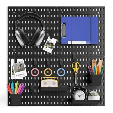 Imagem de HENSHOW Kit combinado Pegboard, pacote com 4 placas de pinos com acessórios para organização de artesanato, exibição de ornamentos, armazenamento de quarto infantil, organizador de parede modular, 29