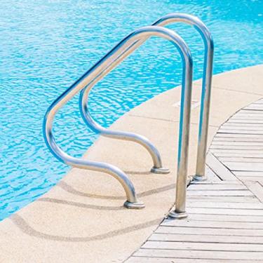 Imagem de Corrimão de piscina com capacidade de carga de 118 kg, trilho de mão de piscina com base de montagem rápida, trilho de piscina de aço inoxidável 304