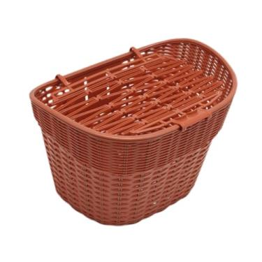 Imagem de simhoa Cesta de bicicleta trançada, decoração de guidão, bolsa leve para transporte de animais de estimação, bolsa para bicicletas de estrada, compras e, Vermelho Marrom