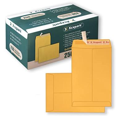 Imagem de Envelopes para caixa de segurança Xxcxpark 6x9 autovedação 250 envelopes pequenos Kraft marrom para envio, armazenamento e organização (marrom)