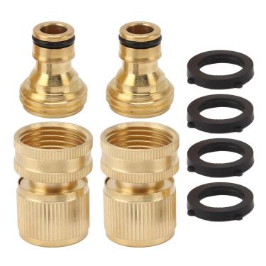 Imagem de 2PCS Mangueira de água Brass de conector rápido de 3/4 polegadas Macho e feminino Adaptador de encaixe de mangueira de jardim para reparo