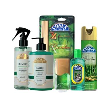 Imagem de Kit Aromatizador Premium Coala Essências - Fragrância Bambu | Limpador Perfumado 120ml + Sabonete Líquido 500ml + Difusor 100ml + Odorizante Spray 240ml + Odorizante Aerossol 400ml
