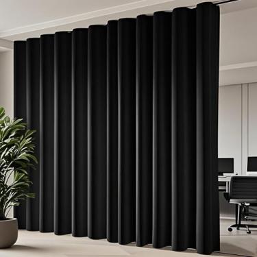 Imagem de Cortinas divisórias de quarto, cortina de privacidade blackout total para janela de quarto, sala de estar, cortina com isolamento térmico, compatível com trilhos e varões de teto, 2,5 m de largura x