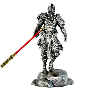 Imagem de Mito chinês macaco rei Wukong estátua estatueta resina escultura jogo modelos kits de decoração de casa para prateleira de livros armário escritório mesa decoração topo de mesa ornamentos centros de