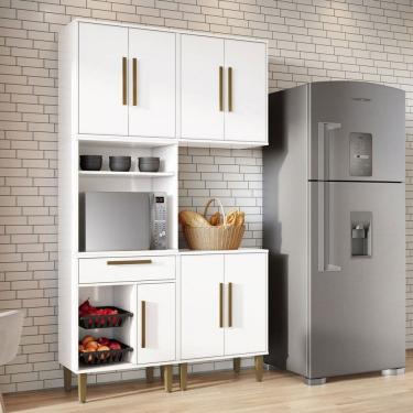 Imagem de Armário de Cozinha Lorena 7 Portas 1 Gaveta com Fruteira Branco - Kaiki Móveis