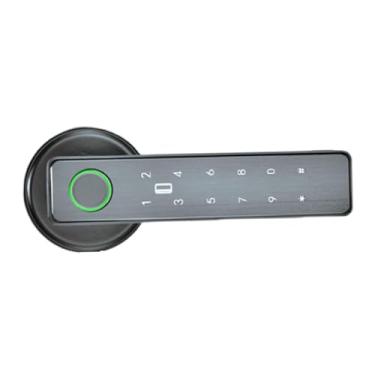 Imagem de Generic Fechadura de maçaneta inteligente para porta, fechadura de entrada sem chave, cartões IC com suporte para vários idiomas para portas de madeira, Cinza