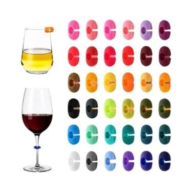 Imagem de Marcador De Vidro De Vinho De Silicone Colorido, Suco Aleatório, Copo 