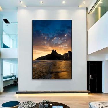 Imagem de Quadro Decorativo Paisagem Praia de Ipanema, Tela em Canvas na Vertical ideal para ambiente de Sala de estar, jantar, reuniões, Quarto e Hall de entrada