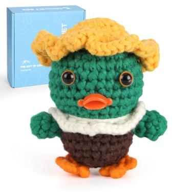 Imagem de CrochetBox Kit de crochê para iniciantes, presente de bichos de pelúcia para adultos e crianças (acima de 12 anos), conjunto de tricô com gancho de fio, tutorial em vídeo costurado a ponto (30% + fio)