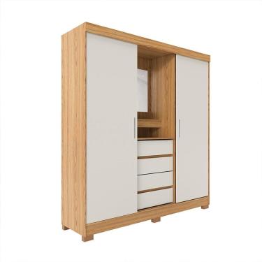 Imagem de Guarda-Roupa Casal com Espelho e Penteadeira Grécia 2 Portas 4 Gavetas Carvalho e Off White