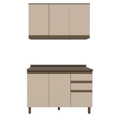 Imagem de Cozinha Modulada Connect 2 Peças Com Aéreo E Balcão 120cm Duna/cristal - Móveis Henn Duna/cristal