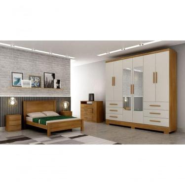 Imagem de Guarda Roupa Solteiro Com Espelho Com Pés 6 Portas 6 Gavetas - Encant-cumaru-fendi - Móveis Horizonte