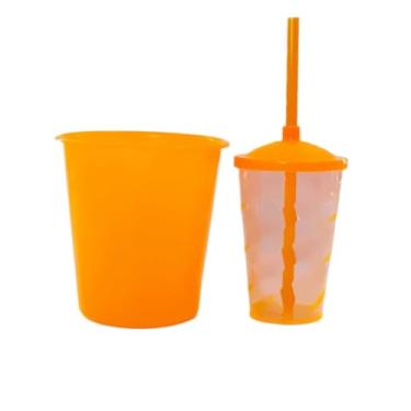Imagem de 24 Kits Cineminha Balde 1 Litro +copo Twister 400ml Translúcido Art Milly (LARANJA TRANSLÚCIDO)
