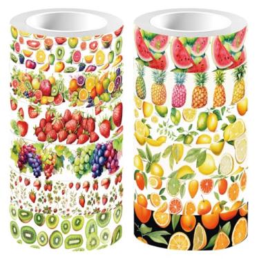 Imagem de CRASPIRE 12 estilos fita adesiva de frutas fita de diário 16,4 pés plantas florais coloridas fitas decorativas rolos para embrulho de presente para artesanato faça você mesmo scrapbook diário agenda