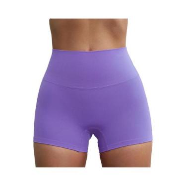 Imagem de Shorts de Compressão Esportivos Femininos - Cor Sólida, Curto e Sexy p