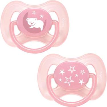Imagem de Kit 2 Chupetas Buba Comfort Tam 1 Noturna Ursinhos Rosa