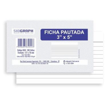 Imagem de Ficha pautada sidgraph 3x5 127x76 - pt c/ 100