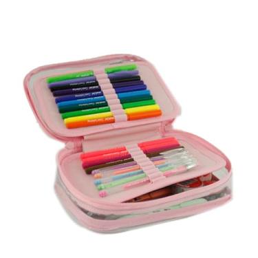 Imagem de Estojo Box 100 Pens 2 divisorias Cristal Rosa