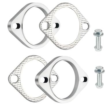 Imagem de EVIL ENERGY Kit de conexão de flange de escape de 2 parafusos, flange de escape de aço inoxidável e kit de junta de escape com parafusos e porcas, kit de reparo de flange dividido (7,6 cm)