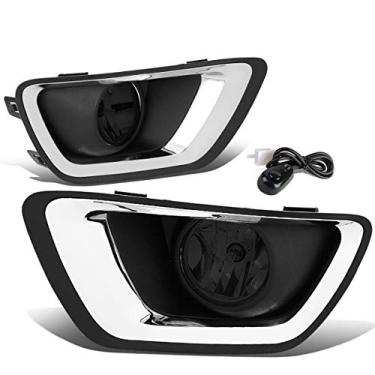 Imagem de DNA Motoring FL-ZTL-288-SM Par de lâmpadas de farol de neblina para dirigir lentes fumê com moldura cromada + interruptor