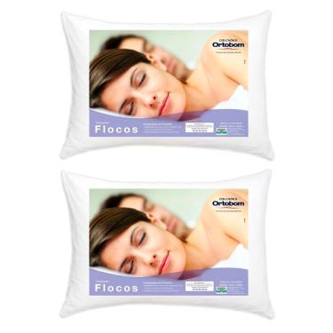 Imagem de Kit 2 Travesseiros 45x65cm Ortobom Flocos