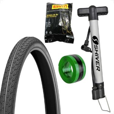 Imagem de Pneu bicicleta Levorin Vereda aro 26 x 1.1 / 2x2 + camara pirelli + Bomba Shiver + Fita anti furo