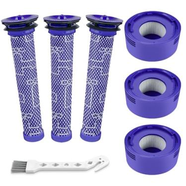 Imagem de Pacote com 6 kits de substituição de filtro de vácuo para aspirador sem fio V7, V8 Animal e V8 Absolute, 3 pré-filtros, 3 filtros de pinos, substitui peças # 965661-01 e 967478-01
