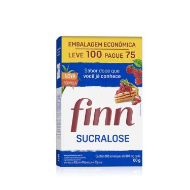 Imagem de Adoçante Em Pó Sucralose Finn 100 Envelopes 60g