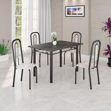 Imagem de Conjunto Sala de Jantar com 4 Cadeiras Lívia Bege / Preto