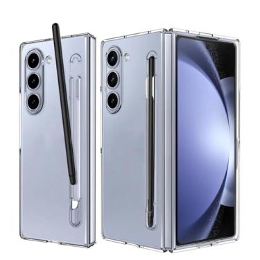 Imagem de Capa para Samsung Z Fold 5 com toque de pele de luxo para PC, com suporte para S Pen e compartimento para caneta stylus (para Samsung Z Fold 5/transparente)