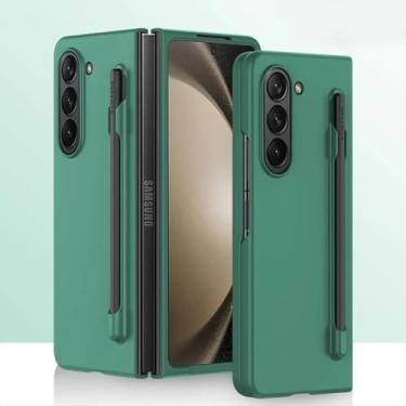 Imagem de Capa para Samsung Z Fold 6 com toque de pele de luxo para PC, com suporte para S Pen e compartimento para caneta stylus (para Samsung Z Fold 6/verde escuro)