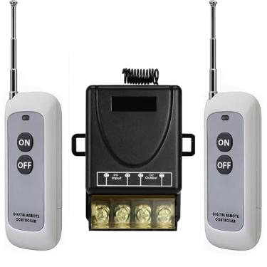 Imagem de QOFOWIN Interruptor de controle remoto DC 12V, RF sem fio de baixa tensão 12V/24V/10A/20A/30A Interruptor de relé remoto com longo alcance de 984FT para motor, ventilador, lâmpada, luzes, alarmes