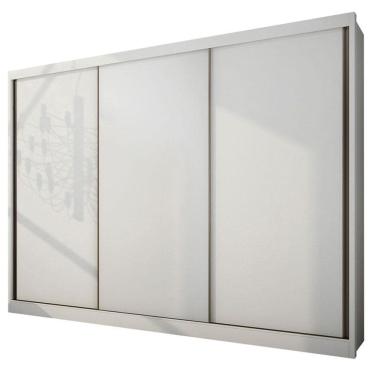Imagem de Guarda Roupa Casal Londres 3 Portas 6 Gavetas Neve com Nicho - Novo Horizonte