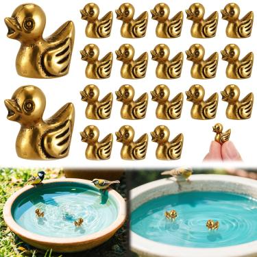 Imagem de Moxweyeni 20 peças de mini pato em forma de pato ornamentos de disco de banho de cobre discos de purificação de banho de pássaros limpador de banho seguro universal para banheiras de pássaros ao ar