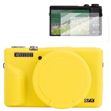 Imagem de Rieibi Capa de silicone para Canon G7X Mark III, acessórios G7X Mark III com 2 protetores Sreen, capa de lente removível para Canon G7X Mark III
