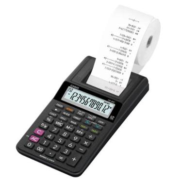 Imagem de Calculadora de Mesa com Impressora, Preta, Visor Grande de 12 Dígitos, HR-8RC-BK