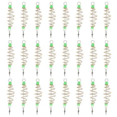 Imagem de FAVOMOTO Gaiola de isca de pesca de primavera, 24 peças, suporte de cesta alimentadora com contas luminosas, gaiolas de iscas de pesca, alimentador de primavera, isca de carpa, peixe com pingente de