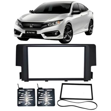 Imagem de Moldura 2 Din Civic 2017 à 2021 Preta Painel Central Multimidia Mp5 Som Expex Novum Epx 295