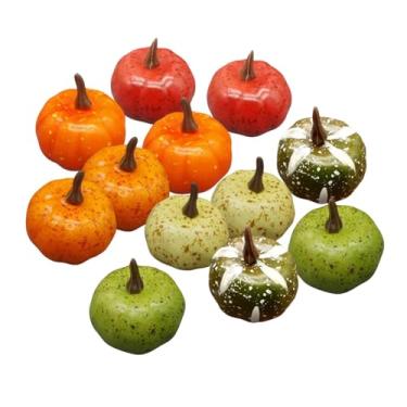 Imagem de WeiLaiKeQi 12x Mini Abóboras Artificiais Decoração de Outono Pequenas Abóboras Decorativas de Colheita para Artesanato DIY Enchimentos de Cesta Peça Central de