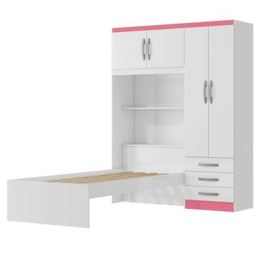 Imagem de Guarda Roupa Com Cama 4p 3g Lis Rg023 Rosa Mxm