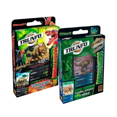 Imagem de Kit 2 Jogos Super Trunfo Dinossauros Grow com 32 Cartas Cada com Caixa