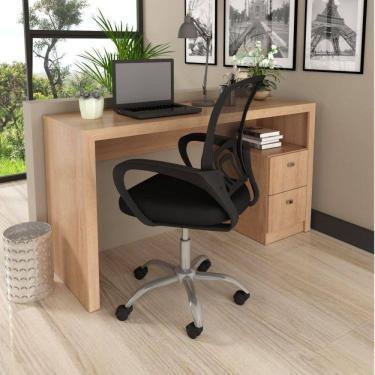 Imagem de Mesa para Escritório 2 Gavetas ME4130 com Cadeira para Escritório Diretor Tela Mesh Tok 3310 Amêndoa/Preto