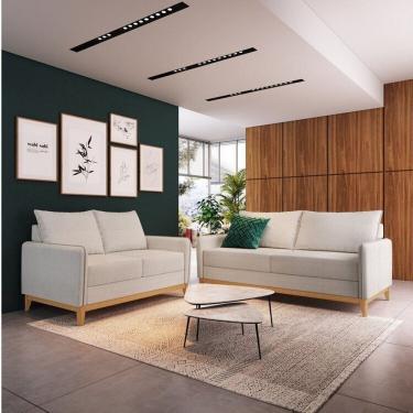 Imagem de Conjunto Sofá 2 e 3 Lugares Bipartido Lugano Off White