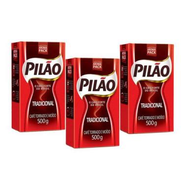Imagem de Café Pilão Torrado E Moído Tradicional Vácuo 500g Kit 3, Café Torrado 