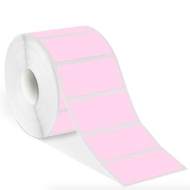 Imagem de STARLIBOO Adesivos de etiquetas térmicas de 5 x 2,5 cm, papel de etiqueta de código de barras autoadesivo rosa para impressora térmica direta, adesivos de envio de endereço retangular multiuso, 1100