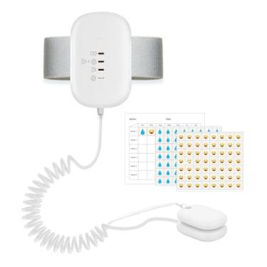 Imagem de Alarme de molhar a cama para meninos e meninas, sistema de alarme de urina na cama, recarregável por USB, som alto e vibração, 3 modos de lembrete (branco)