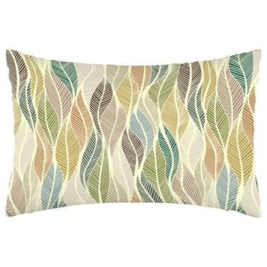 Imagem de Fronha de cetim para cabelo e pele, folhas coloridas linhas onduladas fronha de seda com zíper oculto macio respirável suave capa de travesseiro 1 pacote Queen Size para sofá de quarto 50,8 cm x 76,2