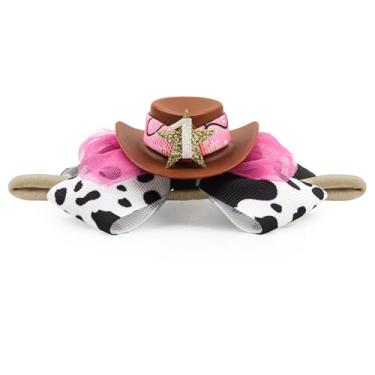 Imagem de YanJie Laço de cabelo de aniversário de 8,5 cm para meninas de 1 ano de idade, acessórios de cabelo para recém-nascidos, roupa de rodeio para meninas, presentes de aniversário