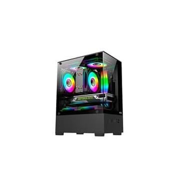 Imagem de Gabinete Gamer Hyrax HGB310, Mini Tower, M-ATX, Frontal e Lateral em Vidro Temperado, Sem FANs, Preto - HGB310B