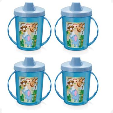 Imagem de Kit 4 Copo Infantil Alças E Bico 320Ml Bichinhos 6 Meses - Nitron